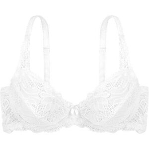DORINA Angie Dámská podšitá podprsenka s kosticemi, průhledné krajkové balconette, pohodlný poloviční košíček pro velké velikosti, D1689A, bílá, 85C DORINA Angie Dámská podšitá podprsenka s kosticemi, průhledné krajkové balconette, pohodlný poloviční košíček pro velké velikosti, D1689A, bílá, 85C