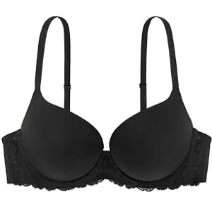 DORINA Dámská podprsenka Super Push Up s kosticemi, ramínka a krajkové tričko podprsenka, Claire, bílá béžová černá, černá, 75B DORINA Dámská podprsenka Super Push Up s kosticemi, ramínka a krajkové tričko podprsenka, Claire, bílá béžová černá, černá, 75B