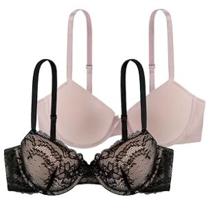 DORINA Comfort krajka Lace tričko podprsenka pro ženy, 3/4-miska dámská lehce polstrovaná podprsenka s ramínky, balení po 2 kusech, CHLOE-2PP černá, růžová, červená, slonová kost, Černá/Blush V00, 85B DORINA Comfort krajka Lace tričko podprsenka pro ženy, 3/4-miska dámská lehce polstrovaná podprsenka s ramínky, balení po 2 kusech, CHLOE-2PP černá, růžová, červená, slonová kost, Černá/Blush V00, 85B