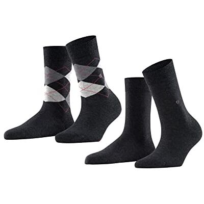 Burlington Dámské Everyday Mix balení 2 ks W So Bavlna vzorované 2 páry ponožek (balení 2 ks), Šedá (antracit Melange 3081) Burlington Dámské Everyday Mix balení 2 ks W So Bavlna vzorované 2 páry ponožek (balení 2 ks), Šedá (antracit Melange 3081)