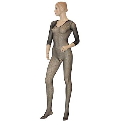 Mandy Mystery Lingerie svůdný síťovaný catsuit pro ženy, sexy overal s otevřeným rozkrokem, transparentní jednodílný díl pro svádění partnera, černý, velikost: S-L Mandy Mystery Lingerie svůdný síťovaný catsuit pro ženy, sexy overal s otevřeným rozkrokem, transparentní jednodílný díl pro svádění partnera, černý, velikost: S-L