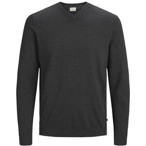 JACK & JONES Male pletený svetr jednobarevný pletený svetr, Tmavě šedá melanž, S JACK & JONES Male pletený svetr jednobarevný pletený svetr, Tmavě šedá melanž, S