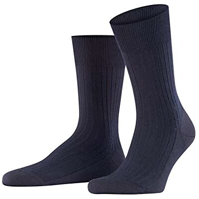 FALKE Pánské ponožky Bristol Pure prodyšné klimatizační regulující vlnu zabraňující zápachu zesílené pánské ponožky plochý šev pro špičku bez tlaku jednobarevné žebrované 1 pár, Modrá tmavě modrá 6370 FALKE Pánské ponožky Bristol Pure prodyšné klimatizační regulující vlnu zabraňující zápachu zesílené pánské ponožky plochý šev pro špičku bez tlaku jednobarevné žebrované 1 pár, Modrá tmavě modrá 6370