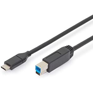 Digitus Kabel USB 3.2 Gen1 – 1,8 m – USB-C na typ B – 5 Gbps – pro tiskárny, skener, kryty pevných disků, rozbočovače – černý Digitus Kabel USB 3.2 Gen1 – 1,8 m – USB-C na typ B – 5 Gbps – pro tiskárny, skener, kryty pevných disků, rozbočovače – černý