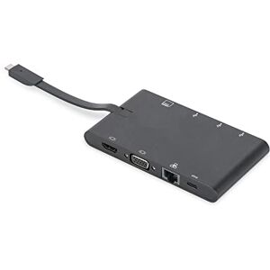 Digitus Universal Travel Docking Station USB 3.1 typ C 4K HDMI VGA 2x USB-C USB3.0 RJ45 černá Digitus Universal Travel Docking Station USB 3.1 typ C 4K HDMI VGA 2x USB-C USB3.0 RJ45 černá