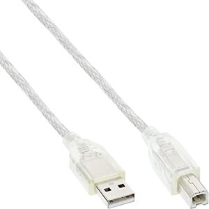 InLine 34550T USB 2.0 kabel, A na B, transparentní, 10 m InLine 34550T USB 2.0 kabel, A na B, transparentní, 10 m
