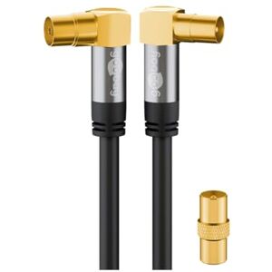 Goobay 70461 TV anténní kabel, úhlový, koaxiální konektor 90° > koaxiální konektor 90°,135 dB, 4násobně stíněný, pozlacený, černý (2,0 m) Goobay 70461 TV anténní kabel, úhlový, koaxiální konektor 90° > koaxiální konektor 90°,135 dB, 4násobně stíněný, pozlacený, černý (2,0 m)