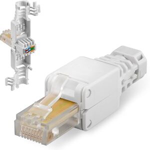 Goobay 68859 RJ45 konektor CAT 5e UTP nestíněný / bez nářadí / LAN konektor pro kulatý kabel / ethernet konektor s barevně vytvořenými kabelovými kontakty / vlastní montáž bez krimpovacích kleští / Goobay 68859 RJ45 konektor CAT 5e UTP nestíněný / bez nářadí / LAN konektor pro kulatý kabel / ethernet konektor s barevně vytvořenými kabelovými kontakty / vlastní montáž bez krimpovacích kleští /