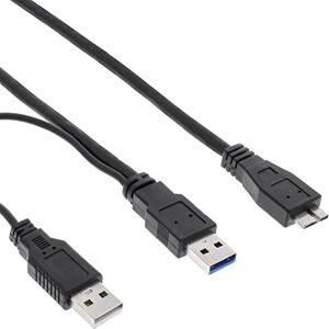InLine 35415Y USB 3.0 Y-Kabel, 2x A an Micro B, schwarz, 1,5m InLine 35415Y USB 3.0 Y-Kabel, 2x A an Micro B, schwarz, 1,5m