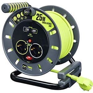 Masterplug Kabelový buben Pro-XT, 25 m, USB, prodlužovací kabel, 4 Schuko + USB, 3000 W, šedá/pistáciová zelená Masterplug Kabelový buben Pro-XT, 25 m, USB, prodlužovací kabel, 4 Schuko + USB, 3000 W, šedá/pistáciová zelená