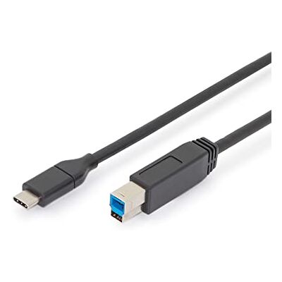 Digitus Kabel USB 3.2 Gen1 – 1,8 m – USB-C na typ B – 5 Gbps – pro tiskárny, skener, kryty pevných disků, rozbočovače – černý Digitus Kabel USB 3.2 Gen1 – 1,8 m – USB-C na typ B – 5 Gbps – pro tiskárny, skener, kryty pevných disků, rozbočovače – černý