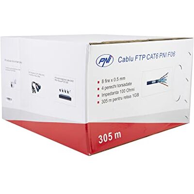PNI Síťový kabel Gigabit Ethernet LAN kabel FTP CAT6 Kabel 10000 Mbit S Cat.6 síťový kabel instalační kabel 305 m, FTP pojištění Ethernet kabel, vysokorychlostní internetový kabel PNI Síťový kabel Gigabit Ethernet LAN kabel FTP CAT6 Kabel 10000 Mbit S Cat.6 síťový kabel instalační kabel 305 m, FTP pojištění Ethernet kabel, vysokorychlostní internetový kabel