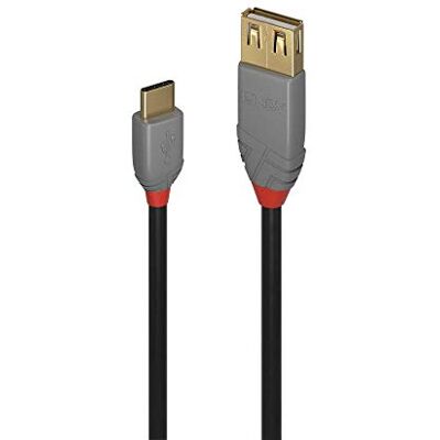 LINDY 36897 0. 15m USB 2. 0 Typ C na A adaptérový kabel, Anthra Line LINDY 36897 0. 15m USB 2. 0 Typ C na A adaptérový kabel, Anthra Line