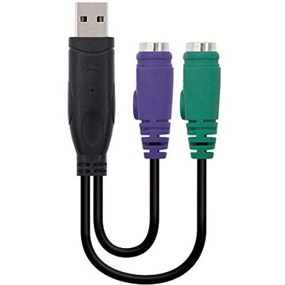 Nano Cable Nanocable 10.03.0101 PS/2 Konverter (Tastatur und Maus) auf USB 2.0, Typ 2xPS/2/H-A/M, weiblich-männlich, schwarz, 15 cms Nano Cable Nanocable 10.03.0101 PS/2 Konverter (Tastatur und Maus) auf USB 2.0, Typ 2xPS/2/H-A/M, weiblich-männlich, schwarz, 15 cms