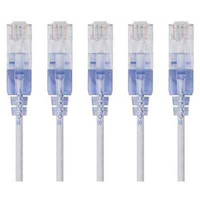Monoprice SlimRun Cat6A ethernetový propojovací kabel – síťový internetový kabel – RJ45, lanový, UTP, čistě holý měděný drát, 30 AWG, 6,1 m, bílý, 5 kusů Monoprice SlimRun Cat6A ethernetový propojovací kabel – síťový internetový kabel – RJ45, lanový, UTP, čistě holý měděný drát, 30 AWG, 6,1 m, bílý, 5 kusů