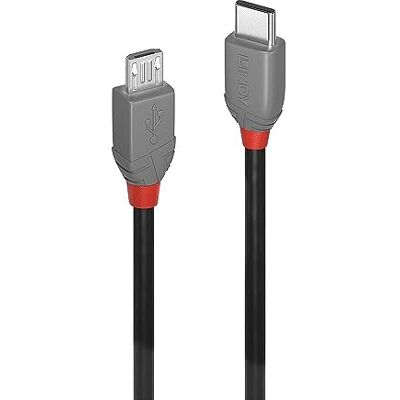 LINDY 36890 0. 5m USB 2. 0 typ C na kabel Micro-B antracit LINDY 36890 0. 5m USB 2. 0 typ C na kabel Micro-B antracit