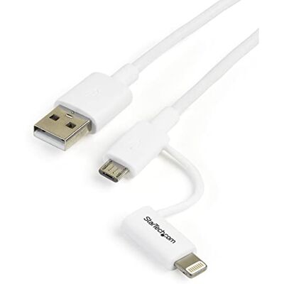 StarTech.com USB2USB2AM1 USB kabel 1 m Lightning USB A Micro-USB B Bílá StarTech.com USB2USB2AM1 USB kabel 1 m Lightning USB A Micro-USB B Bílá