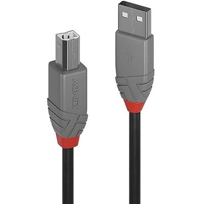 LINDY USB 2. 0 kabel typ A/B anthra Line m/3m LINDY USB 2. 0 kabel typ A/B anthra Line m/3m