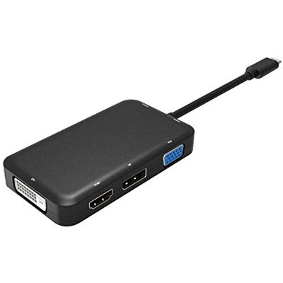 PremiumCord USB-C Dock s 4K HDMI, DisplayPort, DVI, VGA, kompatibilní s Video 4K@60Hz 2160p, Full HD 1080p, USB 3.1 typ C, barva černá, hliníkové pouzdro, délka 20 cm PremiumCord USB-C Dock s 4K HDMI, DisplayPort, DVI, VGA, kompatibilní s Video 4K@60Hz 2160p, Full HD 1080p, USB 3.1 typ C, barva černá, hliníkové pouzdro, délka 20 cm