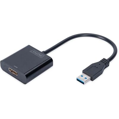 Digitus USB-A adaptér – USB-A na HDMI zdířku – Full HD 1080p 60Hz – 0,15 m – funkce Dual Display – grafický adaptér pro PC, notebook – Plug-und-Play – černý Digitus USB-A adaptér – USB-A na HDMI zdířku – Full HD 1080p 60Hz – 0,15 m – funkce Dual Display – grafický adaptér pro PC, notebook – Plug-und-Play – černý