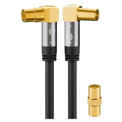 Goobay 70461 TV anténní kabel, úhlový, koaxiální konektor 90° > koaxiální konektor 90°,135 dB, 4násobně stíněný, pozlacený, černý (2,0 m) Goobay 70461 TV anténní kabel, úhlový, koaxiální konektor 90° > koaxiální konektor 90°,135 dB, 4násobně stíněný, pozlacený, černý (2,0 m)