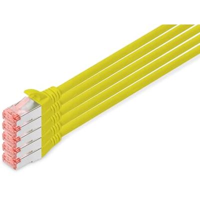 Digitus LAN kabel Cat 6 – 10 m – 5 kusů – nádobí S/FTP – 1 Gbit/s – 250 MHz – PoE++ – AWG 27/7 – LSZH – Síťový kabel RJ45 – patch kabel – kompatibilní s Cat6A a Cat7 – žlutý Digitus LAN kabel Cat 6 – 10 m – 5 kusů – nádobí S/FTP – 1 Gbit/s – 250 MHz – PoE++ – AWG 27/7 – LSZH – Síťový kabel RJ45 – patch kabel – kompatibilní s Cat6A a Cat7 – žlutý