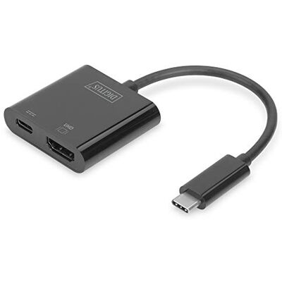 Digitus USB typ C multiport grafický adaptér, USB typ C na HDMI + USB C, funkce nabíjení, 4K Ultra HD 60 Hz, plast, černý Digitus USB typ C multiport grafický adaptér, USB typ C na HDMI + USB C, funkce nabíjení, 4K Ultra HD 60 Hz, plast, černý