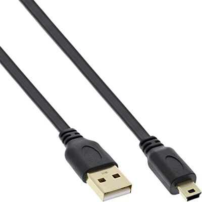 InLine 31810F USB 2. 0 plochý kabel, USB A konektor na konektor Mini-B (5pólový), černý, 1 m InLine 31810F USB 2. 0 plochý kabel, USB A konektor na konektor Mini-B (5pólový), černý, 1 m