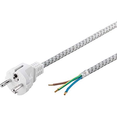 Goobay 50504 kabel s ochranným kontaktem odolný vůči teplu, k konfekci, 3 m, bílý/stříbrný Goobay 50504 kabel s ochranným kontaktem odolný vůči teplu, k konfekci, 3 m, bílý/stříbrný