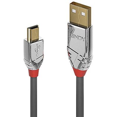 LINDY 36634 5 m USB 2. 0 typ A na Mini-B kabel, Cromo Line LINDY 36634 5 m USB 2. 0 typ A na Mini-B kabel, Cromo Line