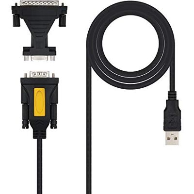 Nano Cable Nanocable 10.03.0002 USB zu SERIE Druckerkonverter, Typ A/M-RS232 DB9/M DB25/M, männlich-männlich, schwarz, 1.8 mts Nano Cable Nanocable 10.03.0002 USB zu SERIE Druckerkonverter, Typ A/M-RS232 DB9/M DB25/M, männlich-männlich, schwarz, 1.8 mts