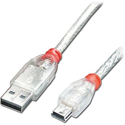 LINDY USB 2. 0 Kabel A/Mini-B, transparentní, 2m USB High Speed průhledný LINDY USB 2. 0 Kabel A/Mini-B, transparentní, 2m USB High Speed průhledný