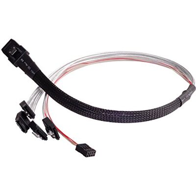 Silverstone SST-CPS03 interní Mini SAS na SATA kabel, 36pin SFF8087 konektor (HOST) na 4x 7pin SATA konektor (Target) s bočním kabelem (SGPIO), 50 cm Silverstone SST-CPS03 interní Mini SAS na SATA kabel, 36pin SFF8087 konektor (HOST) na 4x 7pin SATA konektor (Target) s bočním kabelem (SGPIO), 50 cm