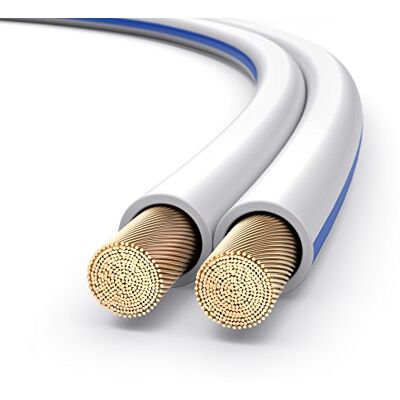 PureLink Kabel reproduktoru OFC 2 x 2,50 mm² (0,10 mm), 10,0 m, bílý s modrou charakteristikou PureLink Kabel reproduktoru OFC 2 x 2,50 mm² (0,10 mm), 10,0 m, bílý s modrou charakteristikou
