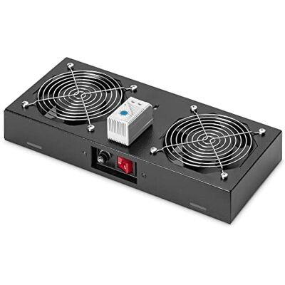 Digitus Jednotka střešního ventilátoru pro nástěnné skříně – 276 m³/h volně foukaný objemový proud – 2 × ventilátor – termostat – černý Digitus Jednotka střešního ventilátoru pro nástěnné skříně – 276 m³/h volně foukaný objemový proud – 2 × ventilátor – termostat – černý