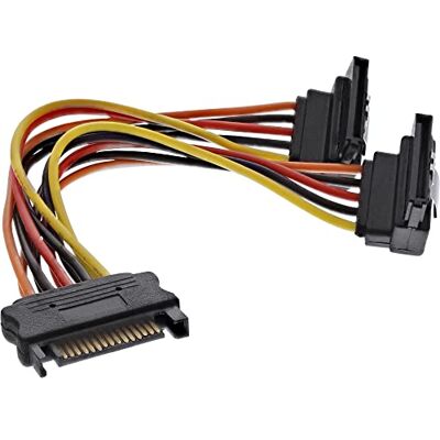InLine SATA Strom-Y-Kabel, SATA Buchse an 2x SATA Stecker gewinkelt, mit Sicherheitslaschen, 0,15m InLine SATA Strom-Y-Kabel, SATA Buchse an 2x SATA Stecker gewinkelt, mit Sicherheitslaschen, 0,15m