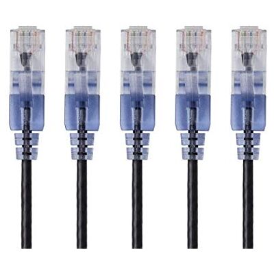 Monoprice Cat6A ethernetový patch kabel, ochrana proti zlomení, RJ45, 550 MHz, 10 G, UTP, čistě holý měděný drát, 30 AWG, 5 ks, 1,5 m, černý – série SlimRun Monoprice Cat6A ethernetový patch kabel, ochrana proti zlomení, RJ45, 550 MHz, 10 G, UTP, čistě holý měděný drát, 30 AWG, 5 ks, 1,5 m, černý – série SlimRun