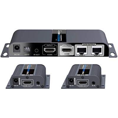 PremiumCord HDMI 1-2 Splitter + 2x prodlužovací kabel CAT6 / 6a / 7, se síťovým zdrojem, kovovým krytem, rozlišení videa Full HD 1080p 60 Hz, 3D, HDCP, barva černá PremiumCord HDMI 1-2 Splitter + 2x prodlužovací kabel CAT6 / 6a / 7, se síťovým zdrojem, kovovým krytem, rozlišení videa Full HD 1080p 60 Hz, 3D, HDCP, barva černá