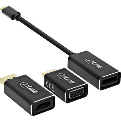 InLine 64109B USB displej konvertor sada 6 v 1, USB typ C konektor na DisplayPort, HDMI, VGA (DP Alt Mode), 4K2K, černý, 0,2 m InLine 64109B USB displej konvertor sada 6 v 1, USB typ C konektor na DisplayPort, HDMI, VGA (DP Alt Mode), 4K2K, černý, 0,2 m