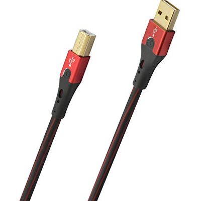 OEHLBACH USB-Evolution B kvalitní USB kabel typ 2. 0 USB-A na USB-B (pro audio streaming, DAC a tiskárnu) černá/červená 5m OEHLBACH USB-Evolution B kvalitní USB kabel typ 2. 0 USB-A na USB-B (pro audio streaming, DAC a tiskárnu) černá/červená 5m