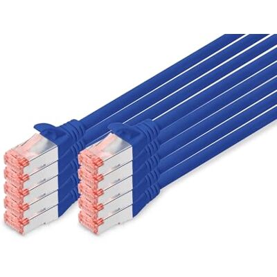 Digitus LAN kabel Cat 6 – 3 m – 10 kusů – nádobí S/FTP – 1 Gbit/s – 250 MHz – PoE++ – AWG 27/7 – LSZH – Síťový kabel RJ45 – patch kabel – kompatibilní s Cat6A a Cat7 – modrý Digitus LAN kabel Cat 6 – 3 m – 10 kusů – nádobí S/FTP – 1 Gbit/s – 250 MHz – PoE++ – AWG 27/7 – LSZH – Síťový kabel RJ45 – patch kabel – kompatibilní s Cat6A a Cat7 – modrý