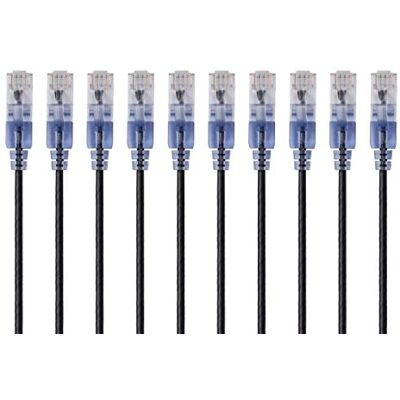 Monoprice SlimRun Cat6A ethernetový propojovací kabel – snagless RJ45 UTP čistý měděný drát, 10 G, 30 AWG, 0,9 m, černý, 10 kusů Monoprice SlimRun Cat6A ethernetový propojovací kabel – snagless RJ45 UTP čistý měděný drát, 10 G, 30 AWG, 0,9 m, černý, 10 kusů