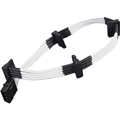 Silverstone SST-PP07-BTSW prodlužovací kabel síťového adaptéru 30 cm Molex na 4x SATA, bílý Silverstone SST-PP07-BTSW prodlužovací kabel síťového adaptéru 30 cm Molex na 4x SATA, bílý
