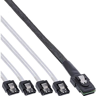 InLine 27620A SAS připojovací kabel, Mini-SAS SFF-8087 na 4x SATA, 1: 1, OCR, 0,75 m InLine 27620A SAS připojovací kabel, Mini-SAS SFF-8087 na 4x SATA, 1: 1, OCR, 0,75 m