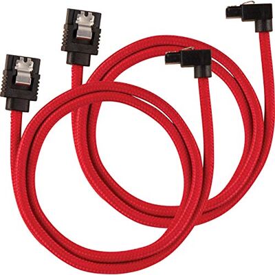 Corsair Premium Sleeved SATA 3 kabel zahnutý / rovný (6 Gbps, 60 cm 90°) červený Corsair Premium Sleeved SATA 3 kabel zahnutý / rovný (6 Gbps, 60 cm 90°) červený