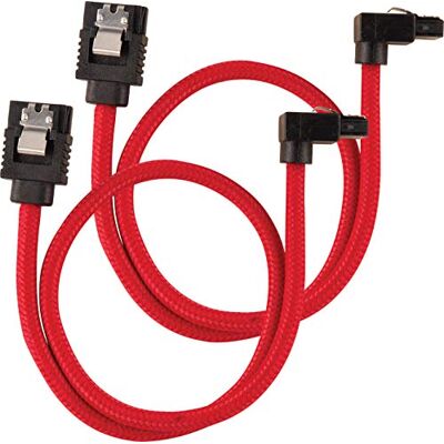 Corsair Premium Sleeved SATA 3 kabel závitovaný / rovný (6Gbps, 30 90°) červený Corsair Premium Sleeved SATA 3 kabel závitovaný / rovný (6Gbps, 30 90°) červený