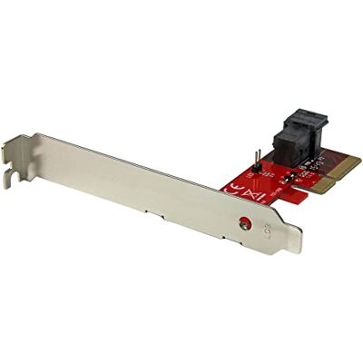 StarTech PEX4SFF8643 montážní sada červená PCIe NVMe karta adaptéru, kompatibilní PCIe 3.0/2.0, držák pro plný a nízký profil, LED displej StarTech PEX4SFF8643 montážní sada červená PCIe NVMe karta adaptéru, kompatibilní PCIe 3.0/2.0, držák pro plný a nízký profil, LED displej