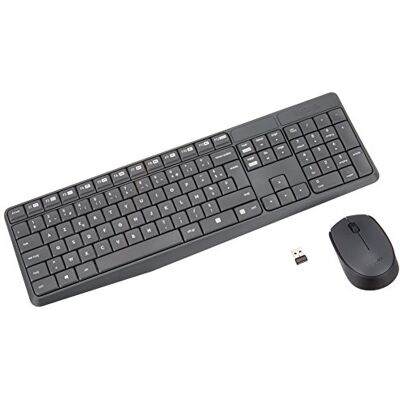 Logitech MK235 bezdrátová sada s klávesnicí a myší pro Windows Francouzské rozložení AZERTY šedá Logitech MK235 bezdrátová sada s klávesnicí a myší pro Windows Francouzské rozložení AZERTY šedá