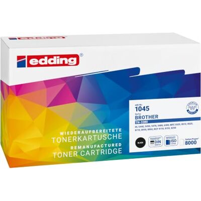 edding Tonerová kazeta EDD-1045 černá náhrada za Brother TN-3380 Repasováno podle DIN 33870-1, černá, dosah 8000 stran edding Tonerová kazeta EDD-1045 černá náhrada za Brother TN-3380 Repasováno podle DIN 33870-1, černá, dosah 8000 stran