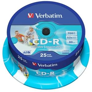 Verbatim CD-R AZO 700 MB 52krát rychlost hoření podrážka CD-R- možnost potisku ochrana proti poškrábání 25 kusů vřetena Verbatim CD-R AZO 700 MB 52krát rychlost hoření podrážka CD-R- možnost potisku ochrana proti poškrábání 25 kusů vřetena
